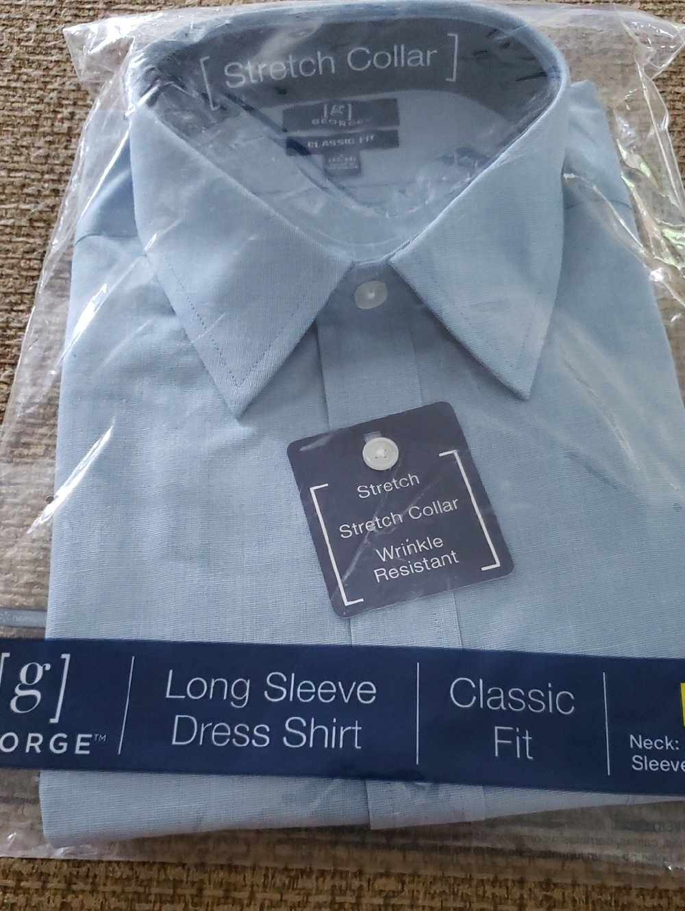 NWT-George Classic Fit Long Sleeve Dress Shirt - Light Blue